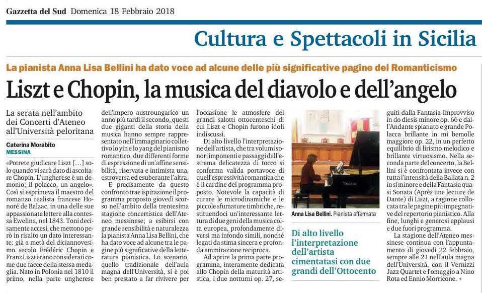 Scopri di più sull'articolo Anna Lisa Bellini a Messina – Gazzetta del Sud