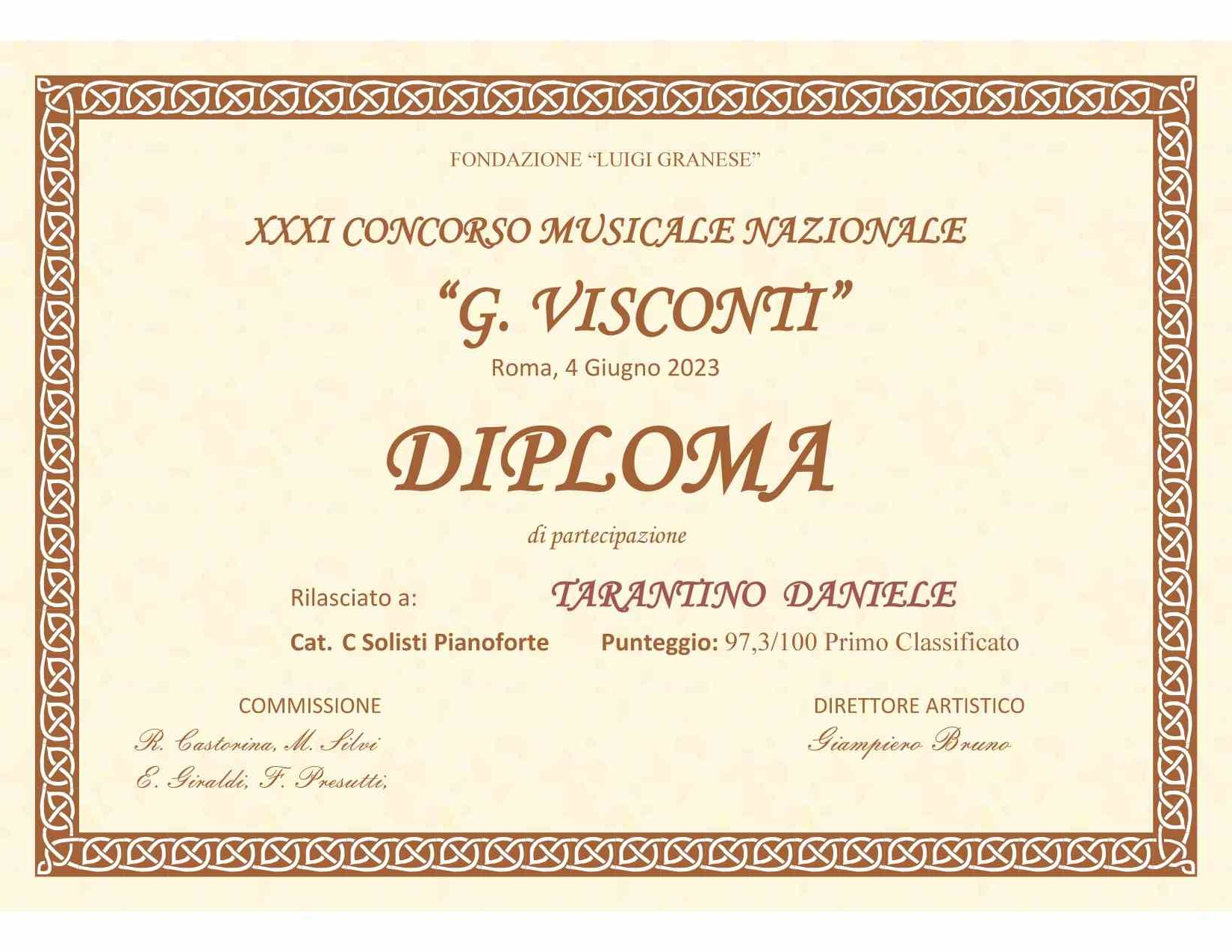 pianoforte primo premio Concorso Visconti