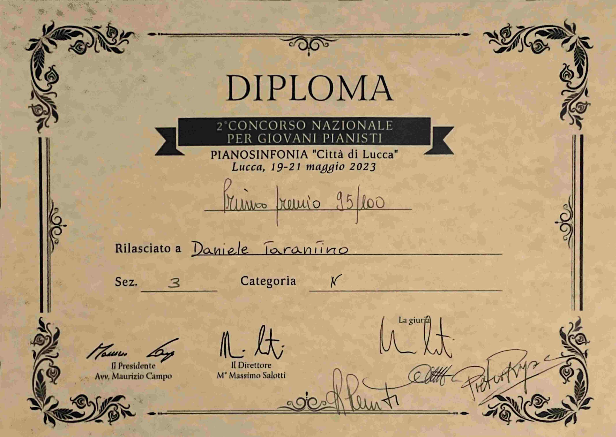 piano competition primo premio Lucca