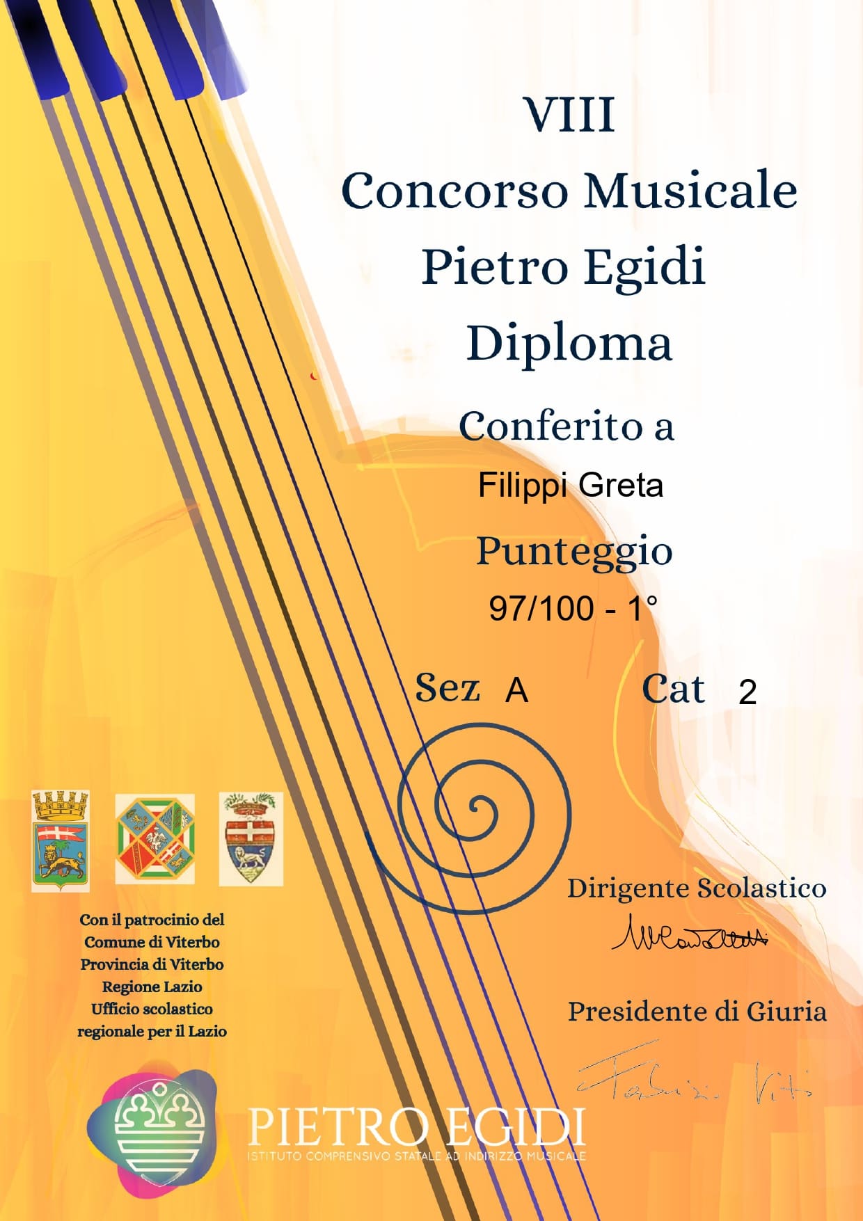 Scopri di più sull'articolo Greta FILIPPI Primo premio – VIII Concorso Musicale Pietro Egidi  2024 – VITERBO