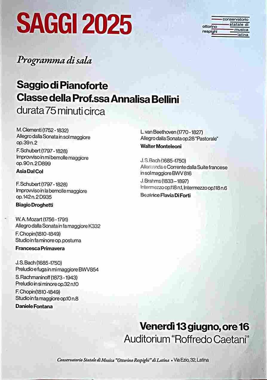 Scopri di più sull'articolo Venerdì 13 giugno 2025 – Auditorium Roffredo Caetani  – LATINA
